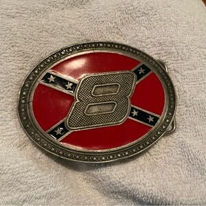 Red and Silver Oval Belt Buckle
